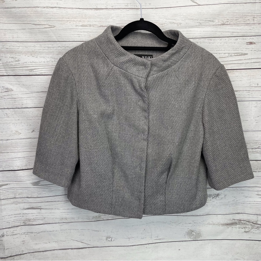 🍁 ana A New Approach Cropped Lined Blazer Short Large Snap Jacket Coat sz PS